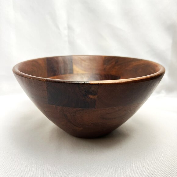 Thames & Kosmos Acacia Wood Serving Bowl Handcrafted Large Salad Serving Bowl 9" - Picture 4 of 9